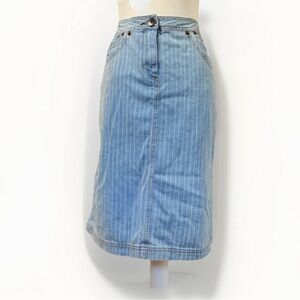 Vintage The Territory Ahead Pinstripe Denim Midi Skirt Size 6 Y2K